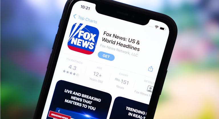 In this photo illustration, the Fox News App logo seen