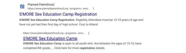 PPNCS Google search results to archived pages on S’MORE camp for young teens. 7/13/23 PPNCS Google search results to archived pages on S’MORE camp for young teens. 7/13/23