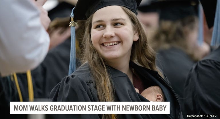 mom graduates baby gown screenshot