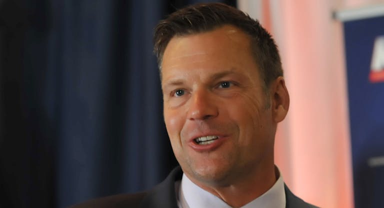 Republican Gubernatorial Candidate Secretary of State of Kansas Kris Kobach Attends His Primary Night Gathering In Topeka