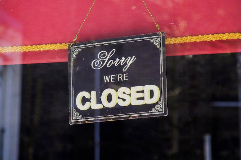 ‘Sorry, we’re closed’ sign