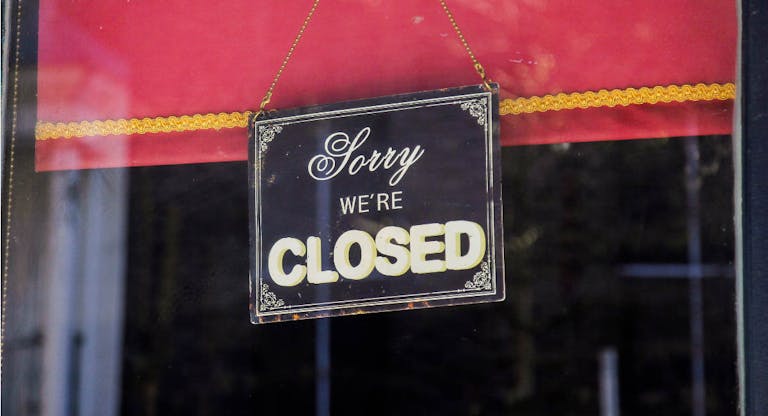 ‘Sorry, we’re closed’ sign