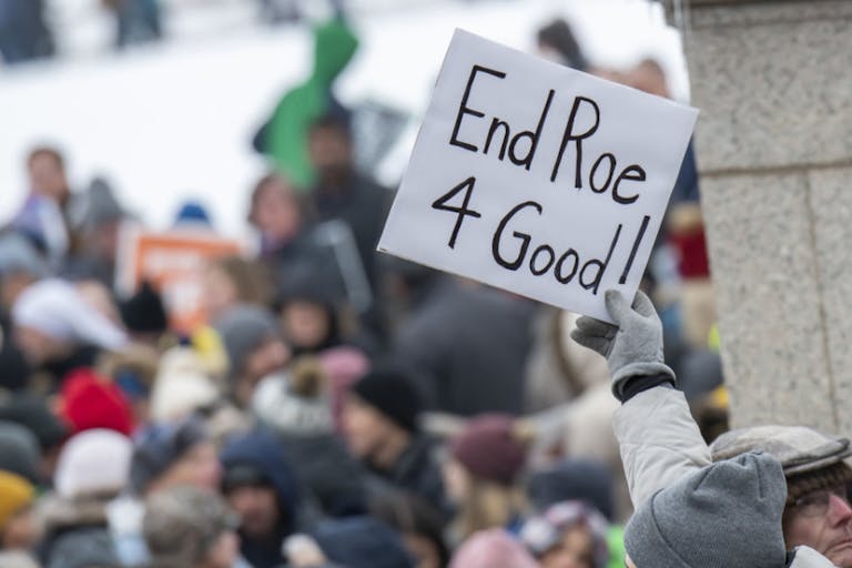 St Paul, Minnesota, Annual Pro life abortion rally. The 2023 MCCL March for Life takes an opportunity to tell elected officials that unborn children and their mothers deserve better than no-limits abortion.