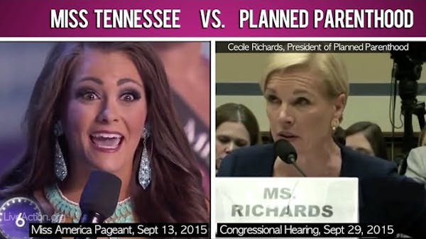 Two women speaking into microphones