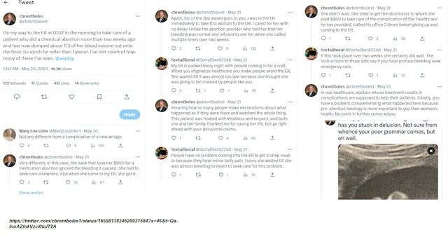 Dr Brent Boles tweets Abortion pill complications ER Image: Dr Brent Boles tweets Abortion pill complications ER