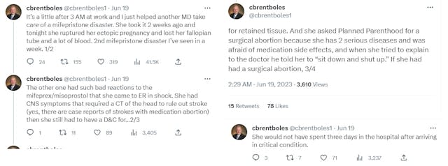 Dr Brent Boles tweets abortion pill complication ER June 2023 Dr Brent Boles tweets abortion pill complication ER June 2023