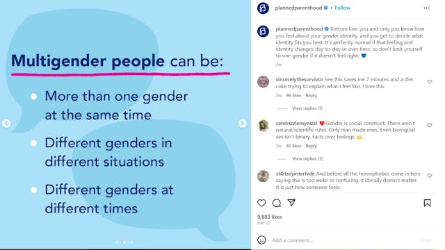 Planned Parenthood on Instagram normalizing transgender and multigender ideology Planned Parenthood on Instagram Normalizing transgender and multigender ideology