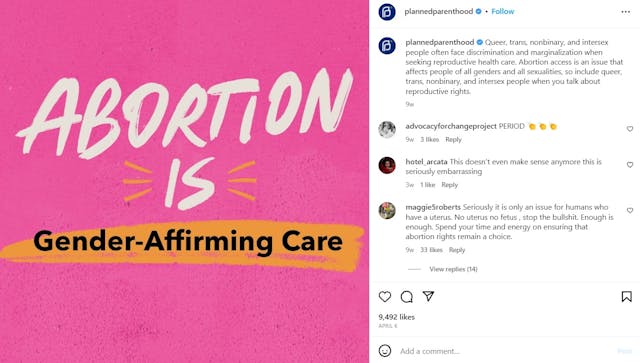 Planned Parenthood on Instagram abortion is gender-affirming care Planned Parenthood on Instagram abortion is gender-affirming care