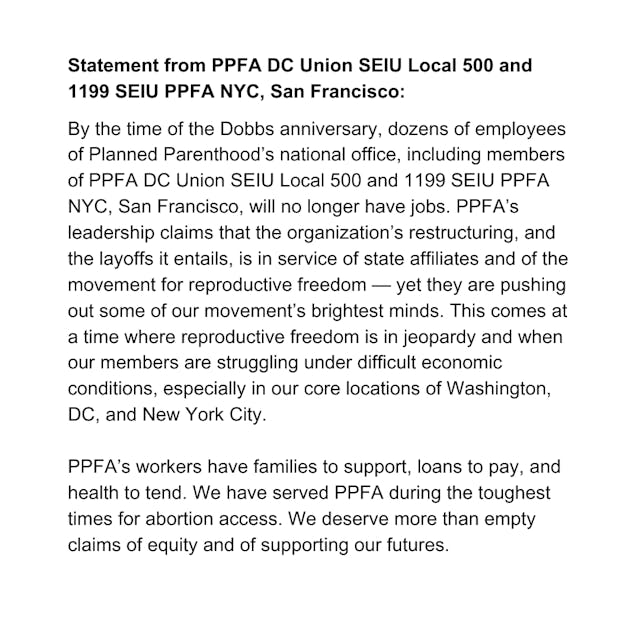 Planned Parenthood Union protests PPFA staff cuts Planned Parenthood Union protests PPFA staff cuts