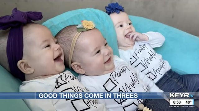 Identical triplet Metcalf baby girls (screenshot)