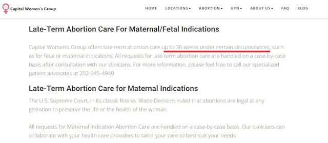 Capital Women’s Group Late-term third trimester abortions 051223 Image: Capital Women's Group Late-term third trimester abortions 051223