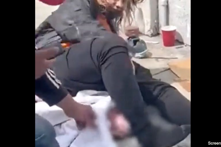 woman birth sidewalk san francisco