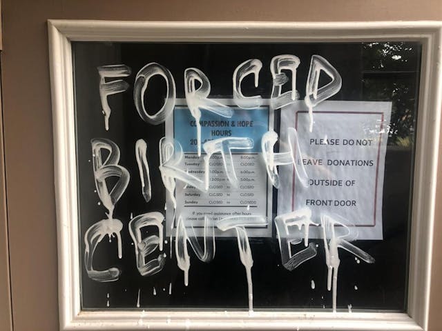 Image: Compassion and Hope Pregnancy Center of Pocatello Idao vandalized by pro-abortion violence