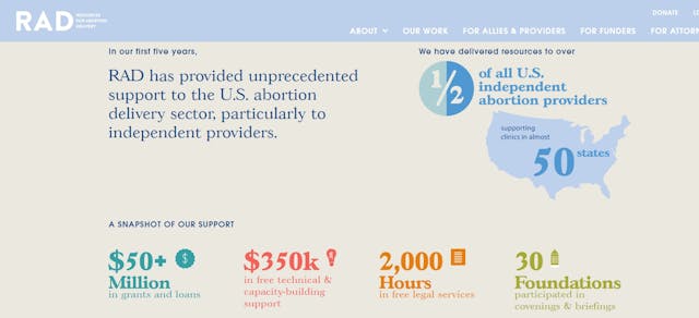 RAD Resources for Abortion Delivery assists with legal and funding Image: RAD Resources for Abortion Delivery assists with legal and funding