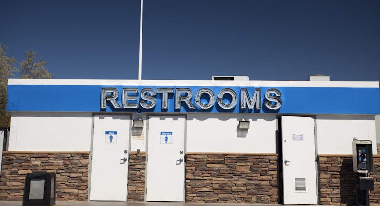 Gas station outside restrooms