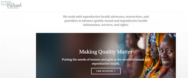 Image: David and Lucile Packard Foundation works to promote abortion (Website image 03012023)