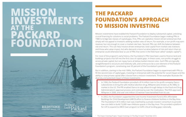 Packard Foundation seeded Danco with $14M in early days 2014 AR Image: Abortion Pill Funding: Packard Foundation seeded Danco with $14M in early days 2014 AR