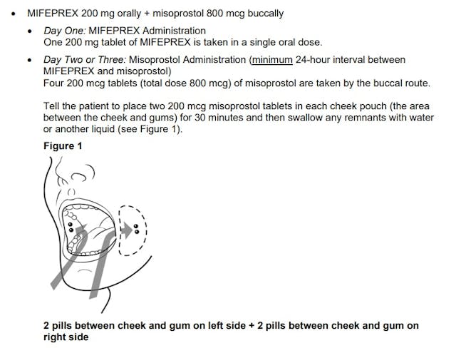 Image: Mifepristone Jan 2023 label taking the abortion pill