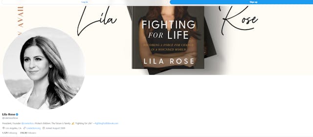 Live Action founder Lila Rose’s Twitter account inexplicably disappears image