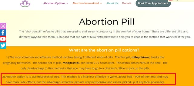 MYA Network advocates Miso Only abortion pill Image: MYA Network advocates Miso Only abortion pill
