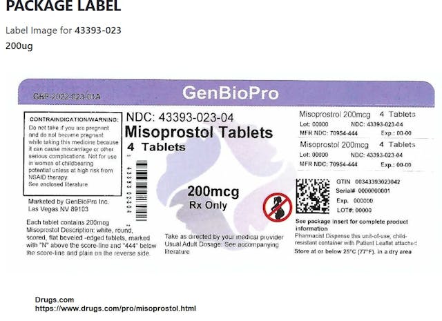 Misoprostol packaging by GenBioPro Image: Misoprostol by GenBioPro packaging threatened as one drug abortion regimen