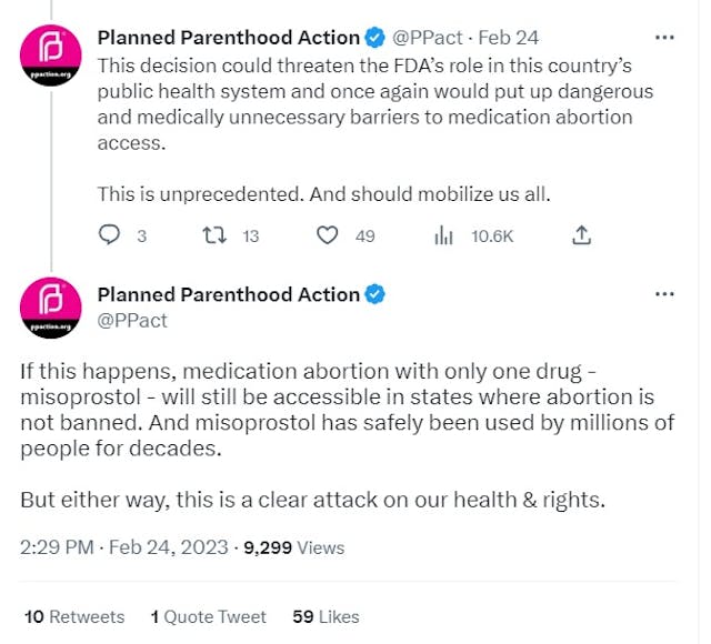 Planned Parenthood Tweets Misoprostol only for abortion if ADF lawsuit prevails (Image: Twitter) Image: Planned Parenthood Tweets Misoprostol only for abortion if ADF lawsuit prevails (Image: Twitter)