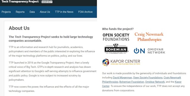 Image:Tech Transparency Project TTP funded by George Soros Open Society