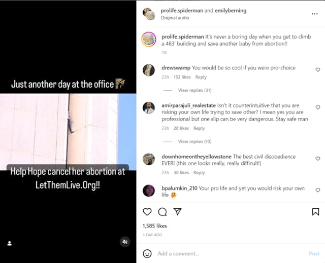 ‘Pro-Life Spiderman’ arrested for free-climbing Phoenix tower image