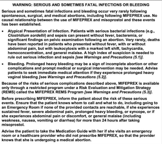 Screenshot: Mifeprex side effects FACT CHECK: Is the abortion pill actually ‘safer than Tylenol and Viagra’? image