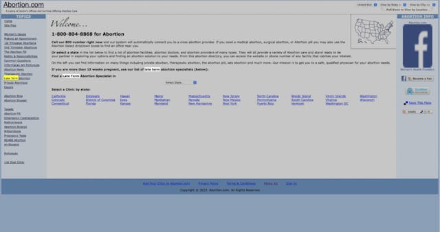 Screenshot: Abortion.com
