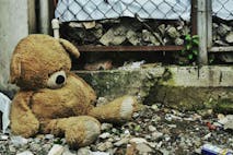 teddy bear, twins, abandoned