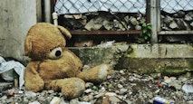 teddy bear, twins, abandoned