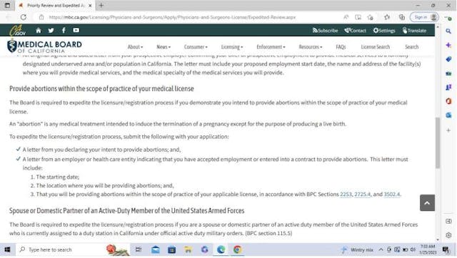 Priority Review and Expedited Application/Registration Process: | MBC showing wording of MD Board prioritizing abortion providers Priority Review and Expedited Application/Registration Process: | MBC showing wording of MD Board prioritizing abortion providers