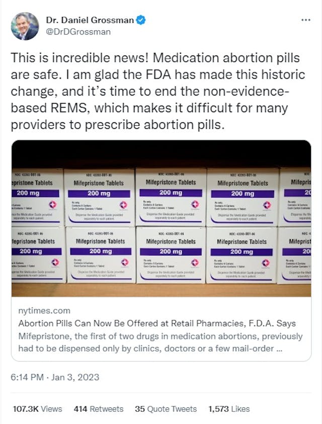 Abortionist Daniel Grossman demands abortion pill safety regulations (REMS) be removed (Image: Twitter) Image: Abortionist Daniel Grossman demands abortion pill safety regulations (REMS) be removed (Image: Twitter)