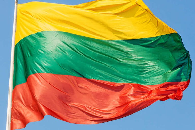Lithuanian flag blowing in the wind