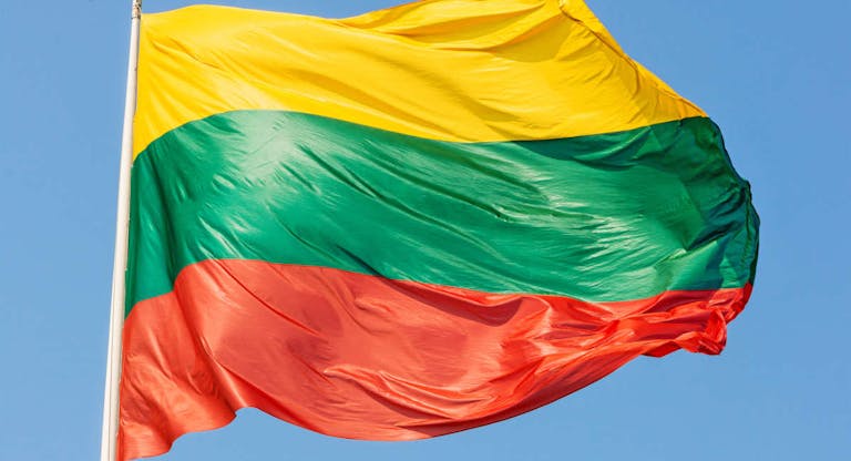 Lithuanian flag blowing in the wind