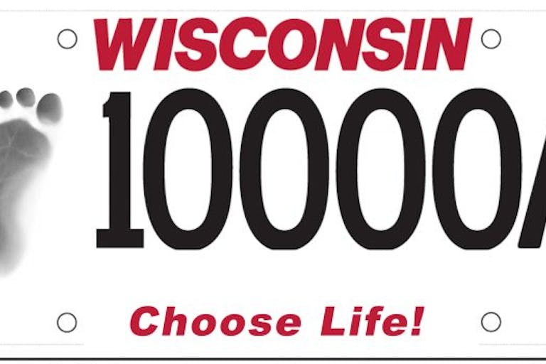 Wisconsin Choose LIfe plate