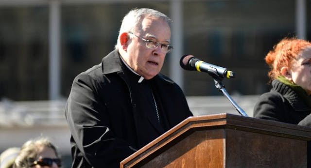 Archbishop Charles Chaput (left) is seen on stage as Interfaith Church and Community leaders are joined by local elected officials at a March 2, 2017 Stand Against Hate rally at Independence Mall in Philadelphia, PA. (Photo by Bastiaan Slabbers/NurPhoto via Getty Images) Archbishop Charles Chaput (left) is seen on stage as Interfaith Church and Community leaders are joined by local elected officials at a March 2, 2017 Stand Against Hate rally at Independence Mall in Philadelphia, PA. (Photo by Bastiaan Slabbers/NurPhoto via Getty Images)