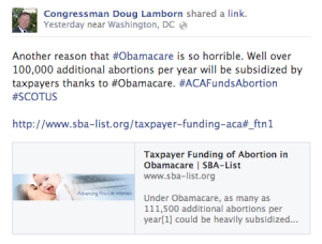 Congressman Doug Lamborn took to Facebook to explain the dangers of ObamaCare.
