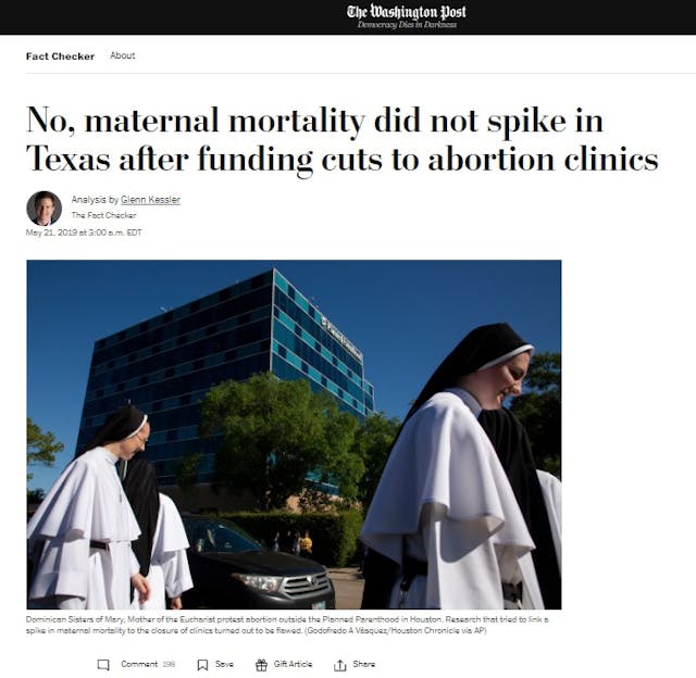 Image: Restricting abortion leads to increased maternal mortality deemed false by WAPO Fact Check