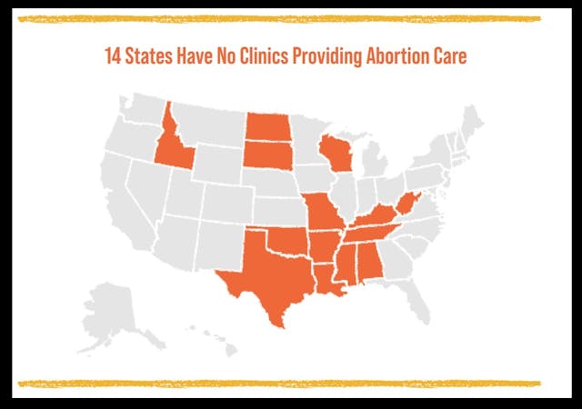 Image: Abortion Care Network 2022 - 14 states are abortion clinic free (Image: ACN)