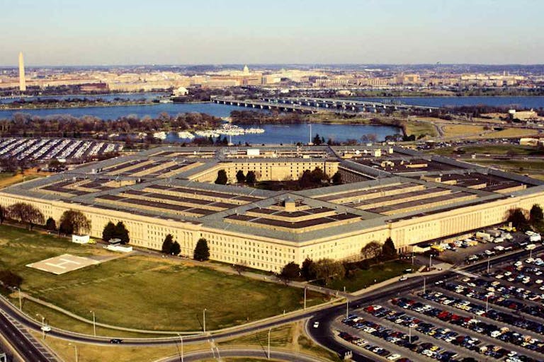 Aerial view of a military building, The Pentagon, Washington DC, USA