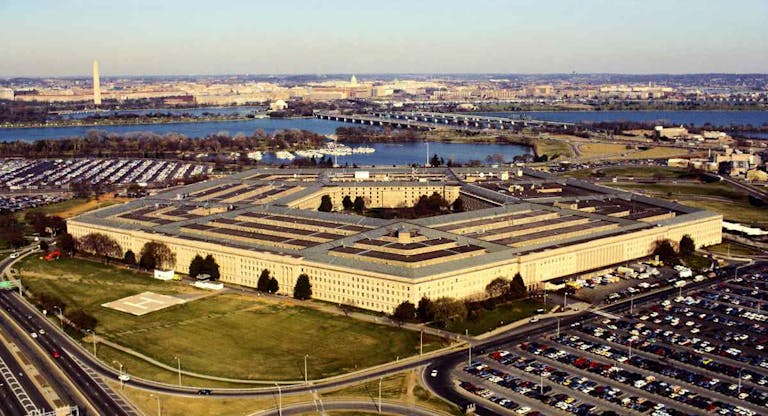 Aerial view of a military building, The Pentagon, Washington DC, USA