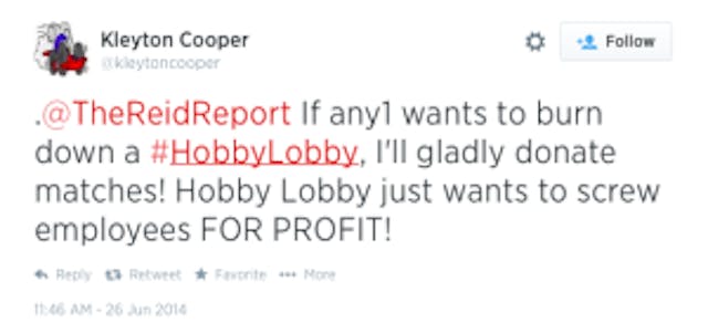 hobby lobby tweet