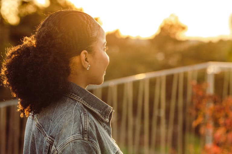 Young woman looking at the view and relaxing
