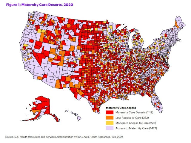 IMAGE: Maternity Care Deserts map from March of Dimes