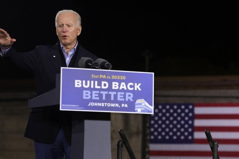 Democratic Presidential Nominee Joe Biden Holds Train Campaign Tour Of OH And PA