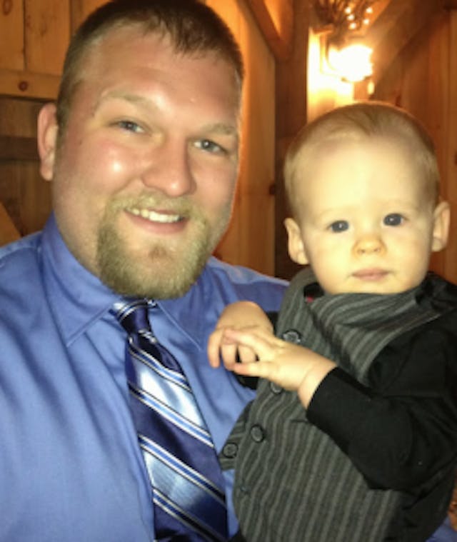Brad Baumgarten with his godson, whose middle name is Danger. Literally! B.Baumgarten.andbaby