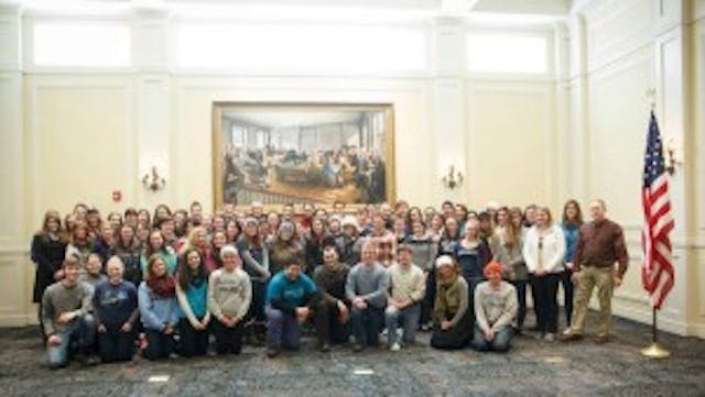 The Hillsdale crew inside the Kirby Center after the March for Life! Laura will be part of the team that plans the trip out to D.C. in 2015. MFL