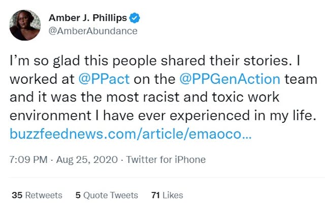 Image: Amber Phillips on Planned Parenthood discrimination (Image: Twitter)